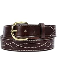Handcrafted Fancy Stitched Bridal Leather Belt for Work/Casual, 100% Leather 1-1/2