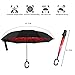 BAGAIL Double Layer Inverted Umbrella Reverse Folding Umbrellas Windproof UV Protection Big Straight Umbrella for Car Rain Outdoor with C-Shaped Handle (Pink)