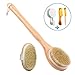 VASLON Natural Boar Bristles Bath,Dry Brushing Body Brush, Boar Bristles Exfoliating Body Massager with Long Wooden Handle& No Handle 2Pcs