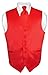 Men's Dress Vest & NeckTie Solid RED Color Neck Tie Set for Suit or Tuxedo