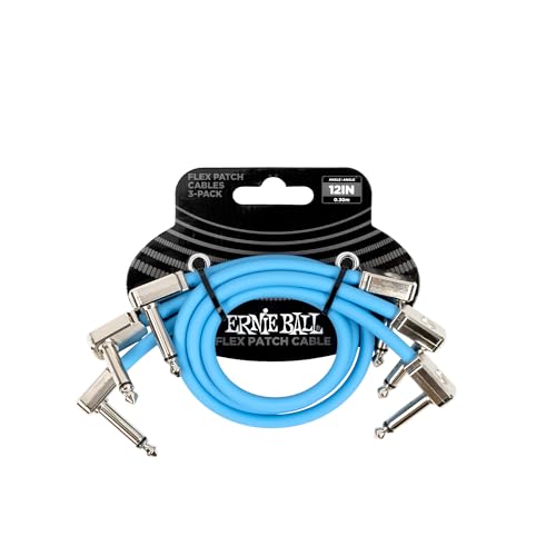 Ernie Ball Flex Patch Cable 12in - Blue - 3 Pack