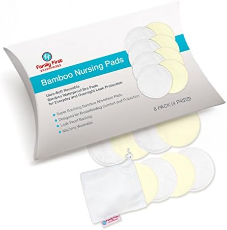 Nursing Pads for Breastfeeding and Pumping | Perfect Bamboo, Washable,Reusable Nursing Bra Pads with Laundry Bag (8 Pack) Beige