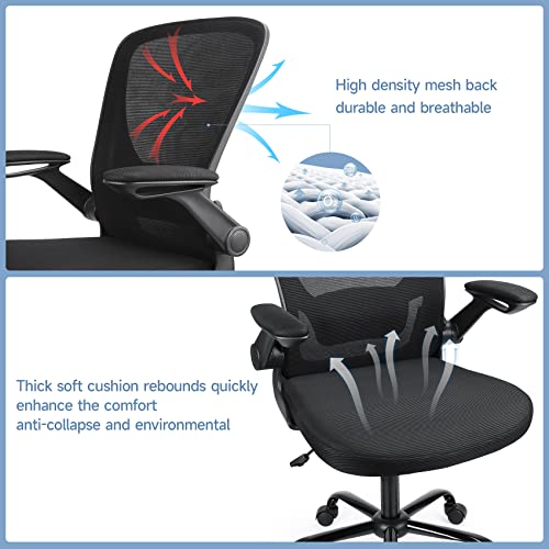 Ergousit Ergonomic Home Office Chair, Mesh Office Chair Flip Up Arms