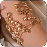 GYRMMUE Gold Cuff Bangle Bracelets for Women Vintage Boho Chunky Open Bracelets Indian Stackable Bracelet Set Hip Hop Gothic Punk Beaded Bracelet Birthday Party Prom Wedding Halloween Holiday Jewelry
