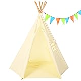 Teepee Tent For Kids - 6 Pole Tipi Design Indoor Tee Pee Tent - 100% Chemical Free - Perfect Christmas Presents for Kids