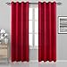 DWCN Red Curtain Faux Linen Country Modern Style Draperies 8 Grommets Window Curtain Panel 52x84 inch (set of 2 panels)Curtains for Bedroom/Kitchen/Dinning Room/Living Room