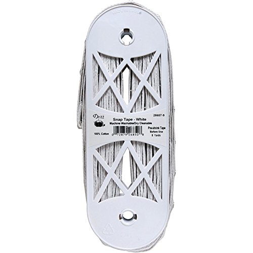 Dritz Cotton Snap Tape, 12 Snaps, 8-Yards, White