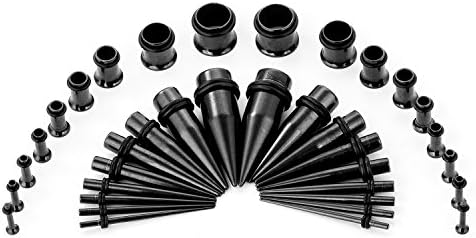 CABBE KALLO 36PCS Ear Gauge Stretching Kit Stainless Steel Tapers and Plugs Set Eyelet 14G-00G