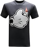 Lighter Cartoon Hands 420 Marijuana Weed Cannabis Pot Smoker Funny Men's T-Shirt - (Charcoal) - L