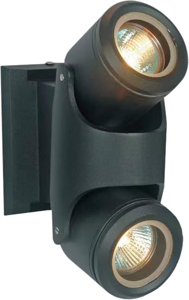TEKLED Up Down Tiltable Black Outdoor Wall Light | GU10 Twist Lock | Weather-Resistant IP54 Adjustable Outside House Light | For Facades Porches Garden Walls Patios Garages |2 Lamp (Bulb not Included)