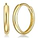 14k REAL Yellow Gold 2mm Thickness Hoop Huggie Earrings (13 x 13 mm)