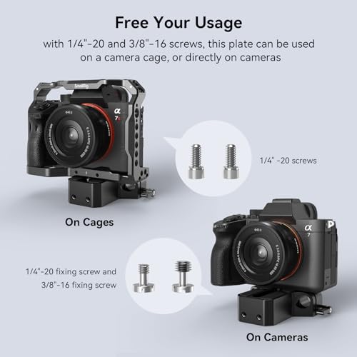 SMALLRIG Camera Base Plate with 15mm LWS Rod Rail Clamp, Baseplate for Sony A6500 A6600 A6300, for Canon R5 R6, for Sony A7SIII / A7III, Both for Cameras & Cages