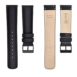 Ritche Genuine 18mm Black Leather Watch Bands Top