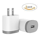 VOJO (2 Pack) 12W 2.4A USB Wall Charger Adaptive Fast Charging Power Adapter Universal AC Plug DOT [Grey] (GOOD FOR IPAD & DON’T SUPPORT QUALCOMM QUICK CHARGE)