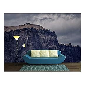 Mountains Under Cloudy Sky - Removable Wall Mural | Self-Adhesive Large Wallpaper - 66x96 inches