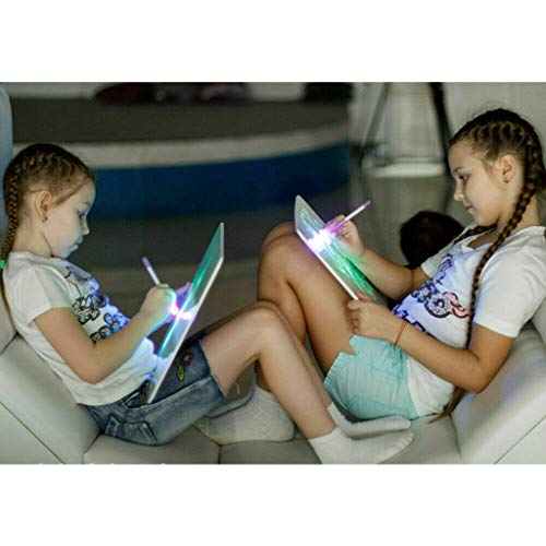 Fullwei Writing Tablet,LCD Drawing Board Glowing Paint Glow Light Tablet Draw with Light Fun and Developing Toy with Pen, Template (Green)