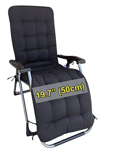 Four Seasons BeiJiaEr Series (Cushion ONLY) Regular Cushion ONLY with Hood for Zero Gravity Chair Lounge Recliner Rocking (for Chair Seat Width: 19.7") Garden Patio Seat Cushion Pad Mat (Black)