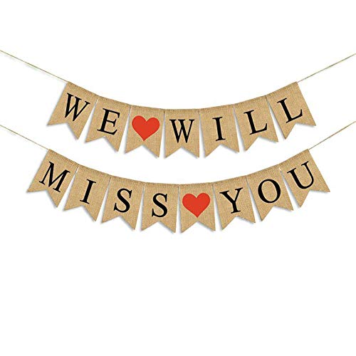 URYYRIT HOMESB07WLYVWJ3 WE Will Miss You Banner Burlap Bunting Banner ...