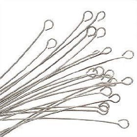 50 Real Silver Plated Open Eye Pins 21 Gauge 2 Inches