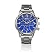 Han Shi Watch, Mens Fashion Crystal Stainless Steel Analog Quartz Wristwatch Simple Clock (Large, Blue)