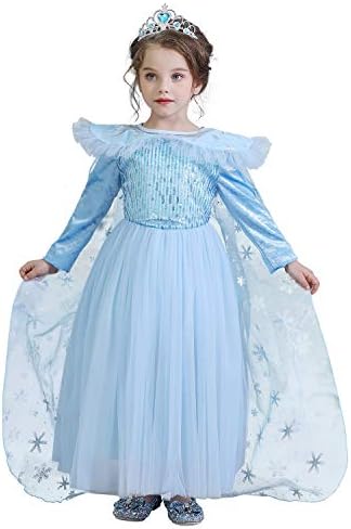 HNXDYY Elsa Snow Princess Costumes Sequin Dress for Girls Cosplay Fancy Party Outfit
