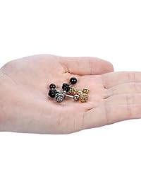 Cottvott Flores Pendientes de Acero Quirúrgico para Mujer Oro Negro