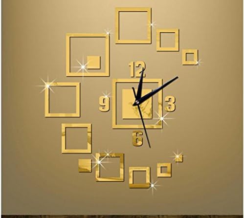 Diy Creative Mirror Clock Wall Clock 3D Stereo Acrylic Clock Stickers (Gold)