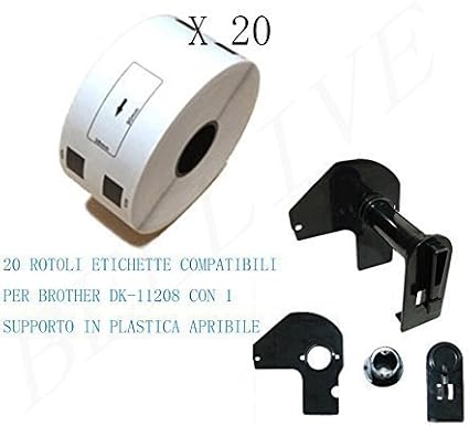 20 Rotoli Etichette Adesive Compatibile Per Brother Dk11208 Dk