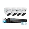 REOLINK 4K Security Camera System, 4pcs H.265 PoE Wired Turret 4K Cameras with Person Vehicle Detection, 4K/8MP 8CH NVR…