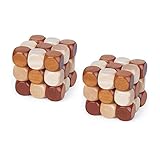 KampFit Wooden Snake Cube Brain Teaser Puzzle Toy Intelligence Game for Kids and Adults, 2 Pack