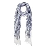 Pure Cotton Lightweight Narrow Striped Fashion Scarf, Navy