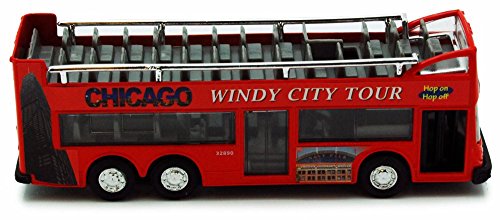 Chicago Sightseeing Double Decker Bus Open Top, Red - Showcasts 2168CG - 6 Inch Scale Diecast Model Replica