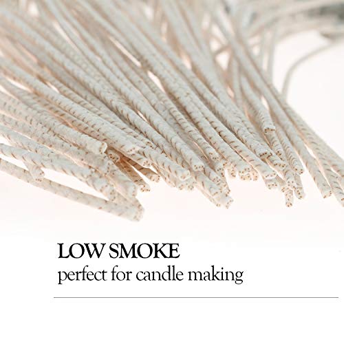 100pcs/lot Candle Wicks for Candle Making - Coated with Natural Soy Wax, Low Smoke - Cotton Threads Woven with Paper - Candle DIY (6 inch)