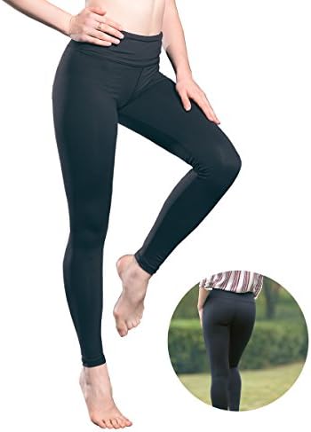 Avanlo Leggings Black Women Yoga Workout Running Fitness Gym High Waist Slim Full Length Legging Postpartum Control Pants (Black, Middle)