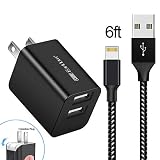 Phone Charger Adapter 6.6ft Cable Compatible iPhone XR/XS/MAX/X /8/8 Plus /7/6 /6s /6s Plus 5S 5 5C SE, iPad Pro Air Mini,Dual Port Travel Wall Charger Block and USB Data Sync Cord