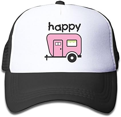 Giekk Pink Happy Camper.Baseball Cap Adjustable Trucker for Children's Grid Cap