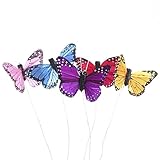 Factory Direct Craft® Group of 12 Assorted Color Natural Feathered Monarch Mini Butterflies with Attached Wire for Easy Displaying and Crafting