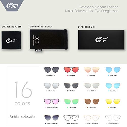 CGID Mode Polarisierte Katzenaugen Cat eye Sonnenbrille For Damen UV Schutz Reflektierenden Spiegel Metall Rand Rahmen – Bild 7
