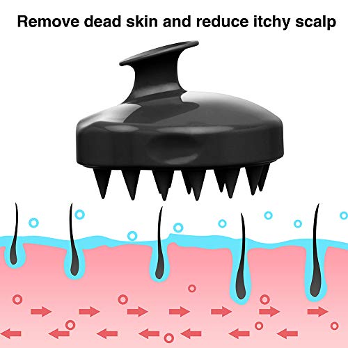 Hair Scalp Massager Shampoo Brush, MATOW Silicone Scalp Massage Brush Scalp Care Comb for Men, Women and Pet (BLACK) - Thumbnail 4