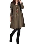 Bluetime Women's Loose Long Sleeve Stretch Short A-line Dress Tunics Plus Size