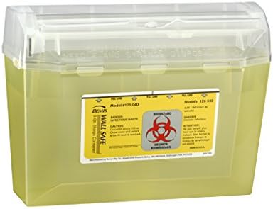 Bemis Healthcare 125040-5 3 Quart Wall Safe Sharps Container, Translucent Yellow (Pack of 5)