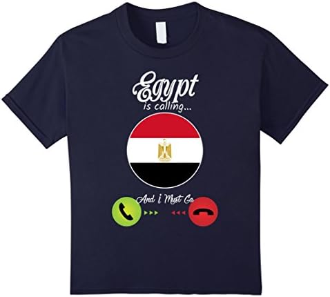 Kids Egypt Is Calling And I Must Go Shirt - Egyptian Flag Shirt 12 Navy