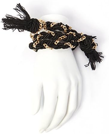 Handmade Braided Wrap Bracelet, Black and Gold Rope Tassel Bracelet, Baroque Classy Gothic, Bondage Style, Glitz and Glam, Showstopper, Gift by FINERBLACK