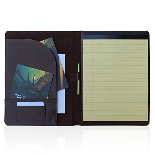 Professional Business Padfolio/Resume Portfolio Folder with Letter Size Writing Pad, Premium Leather Look and Feel