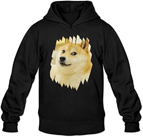 RABBEAT Men's Hoodies Doge Dog Cat MEME FACE Size M Black