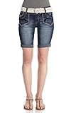 WallFlower Juniors Belted Bermuda Denim Shorts