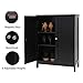 Iwell Bathroom Floor Storage Cabinet with 2 Adjustable Shelf, 6 Heights Available, Free Standing Kitchen Cupboard, Wooden Storage Cabinet with 2 Doors, Office Furniture, Black