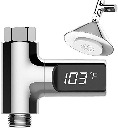 LED Display Fahrenheit Home Water Shower Thermometer Flow Self-Generating Electricity Water Temperture Meter Monitor Energy Smart Meter for Baby Care