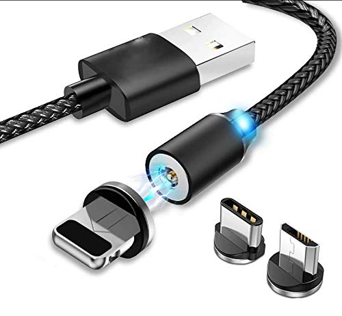LIMESHOT Magnetic USB Charging Cable,Multi 3-in-1 Cable Charger with LED for Android, All Type C Mobiles and 8pin Mobile