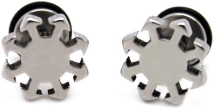 Chelsea Jewelry Basic Collections Star Wheel Design Stud Screw-back Earrings (Stainless Steel)